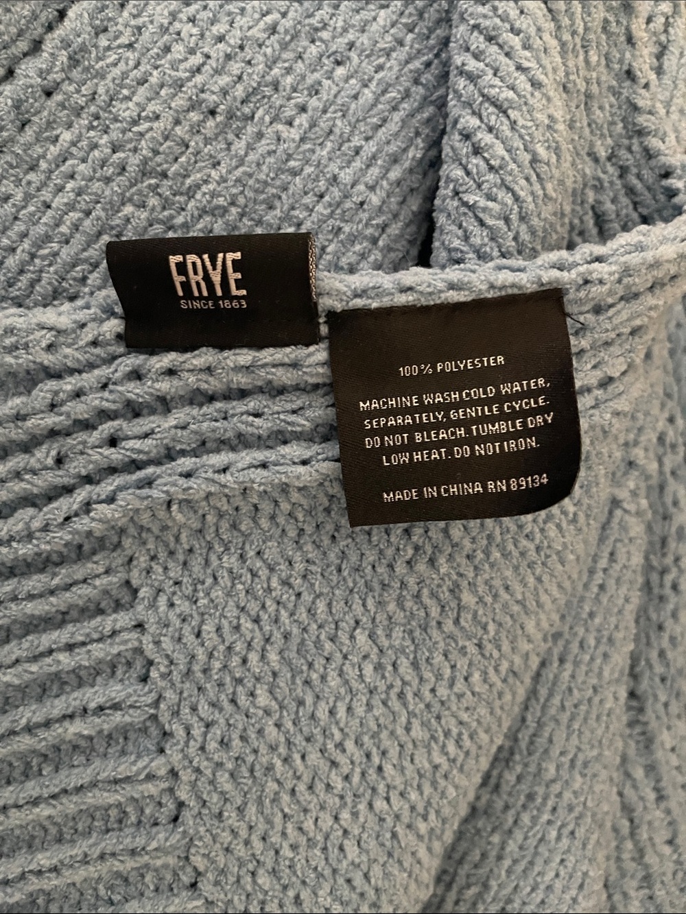 FRYE Light Blue Block Knit Throw Blanket - Picture 4 of 5